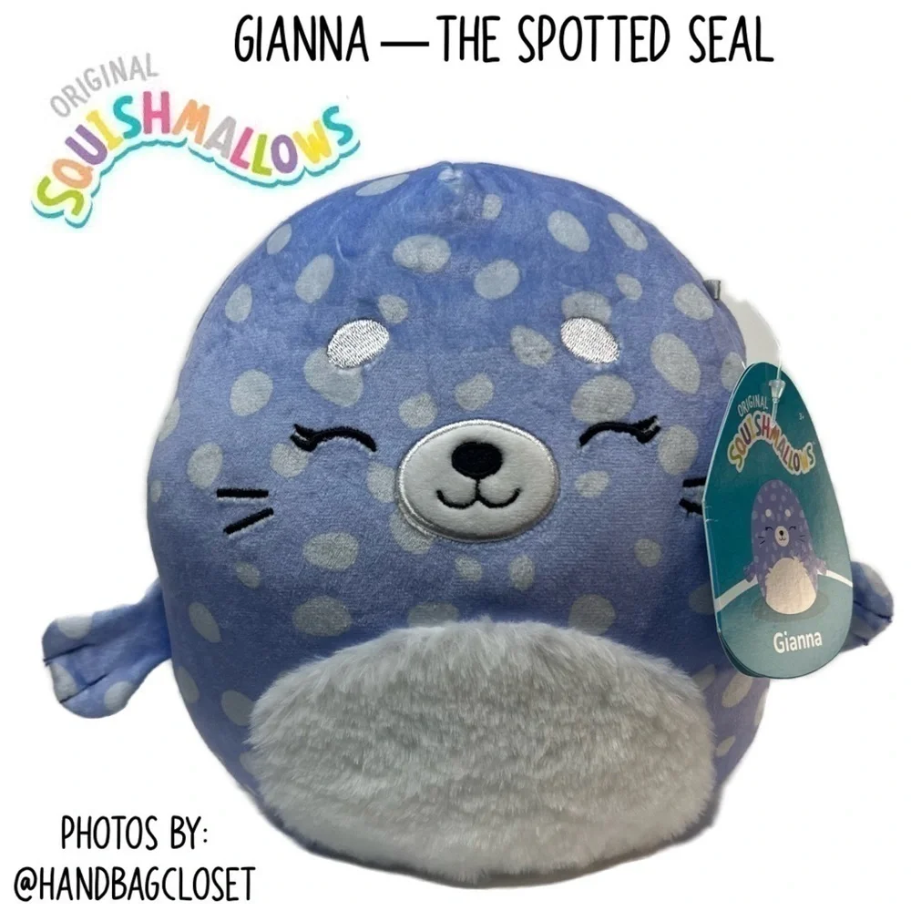 Squishmallow Gianna Periwinkle Purple Spotted Seal Plushie Stuffed Animal NWT